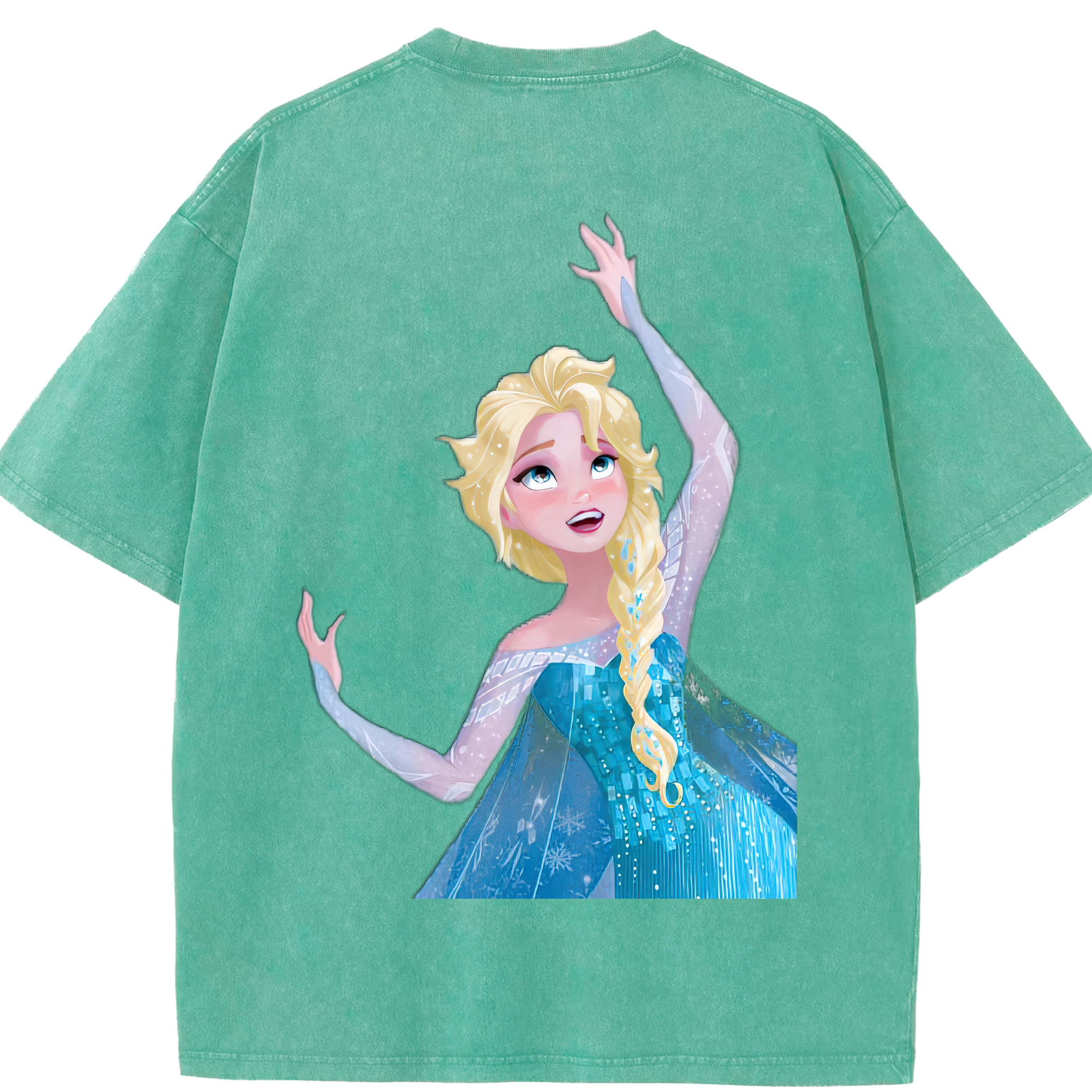 （画像用） アナと雪の女王 アンナ エルサ Frozen Anna Elsa 綿100% ヴィンテージ風 半袖Tシャツ（背面プリント）